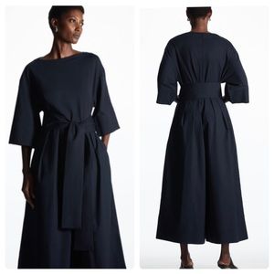 COS Belted Wide Leg Navy Jumpsuit Sz XS